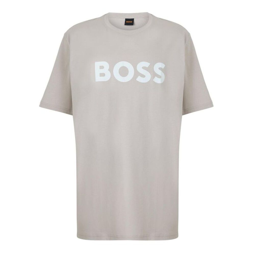 Boss Mens Thinking 1 Signature Logo Regular T-Shirt / Gray